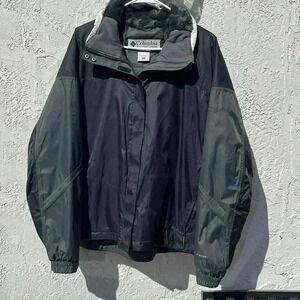 Columbia, hooded, bomber style jacket, charcoal, gray